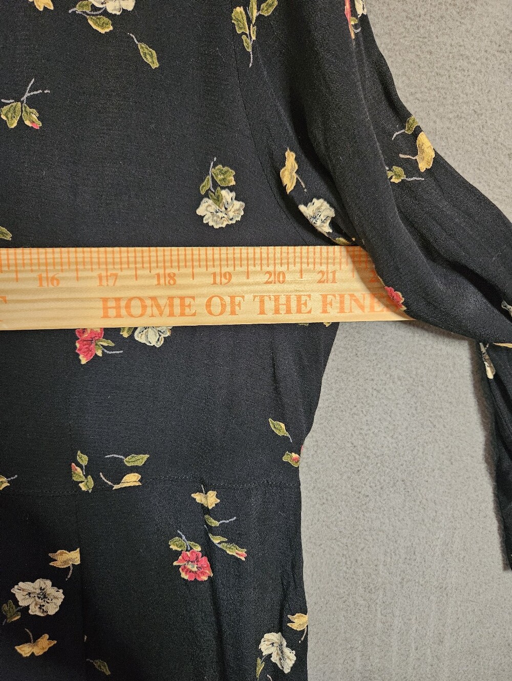 Vintage Eddie Bauer Floral Midi Maxi Shirt Dress 90s Black Rayon Button Front XL - Picture 6 of 11